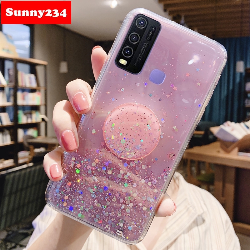 Kasing Ponsel Dengan Dudukan Glitter Case Vivo V20 Se Y20 Y50 Y30 Y30i Y11 Y15 Y12 Y71 Y91 Y91c Y93 Y95 Y17 S1 Z1 Pro Shopee Indonesia