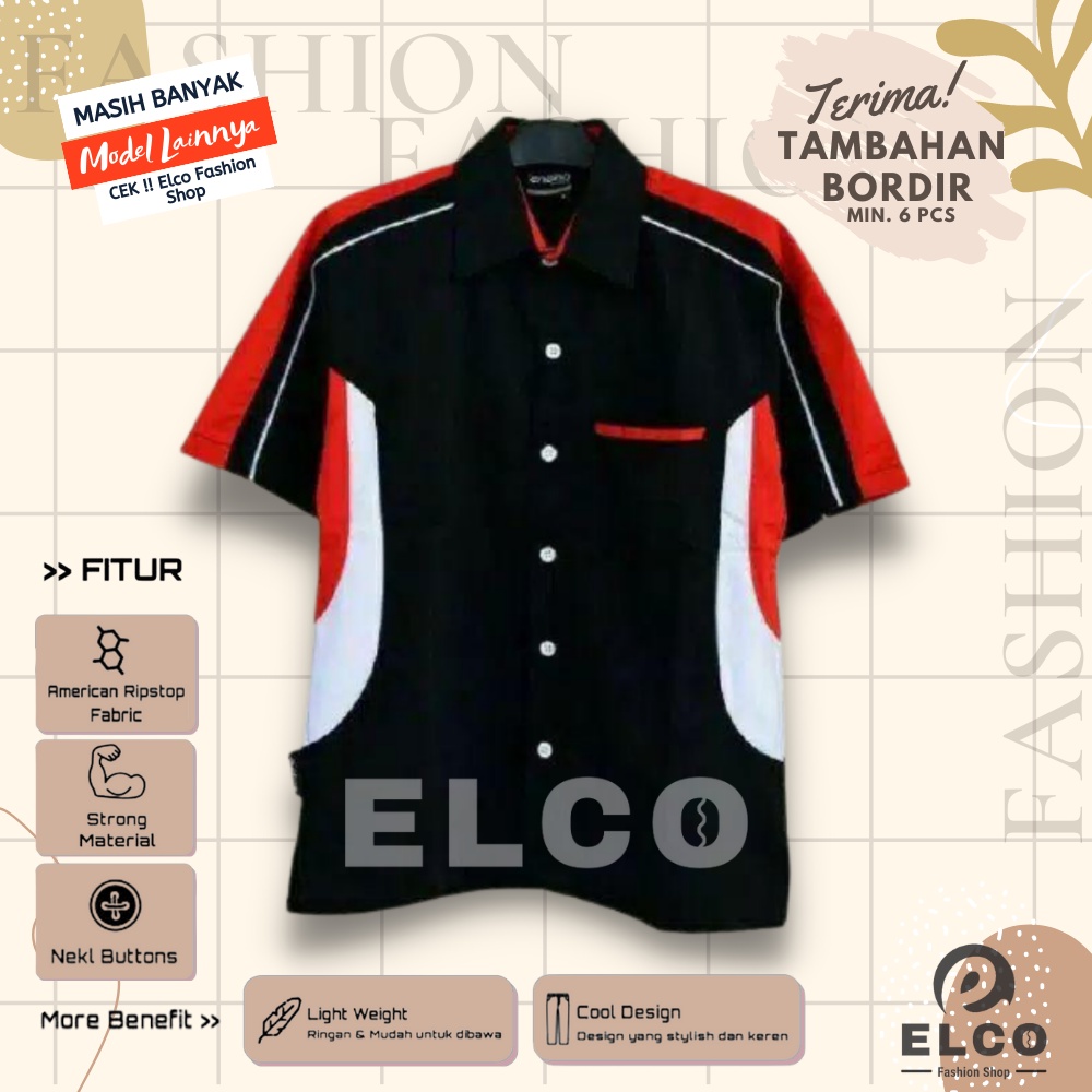 Baju seragam kerja kemeja lengan pendek baju pdh hitam kmb merah putih seragam kantor kemeja kombina