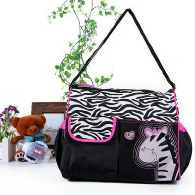 Tas perlengkapan bayi/ Travel baby bag IMPORT Zebra Pink