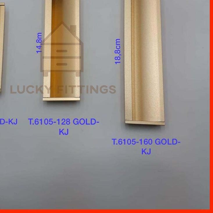 ℮ Tarikan Tanam 6105 GOLD / Handle Handel Geser Pintu Lemari Sliding Emas Rumah Minimalis Gagang ➢