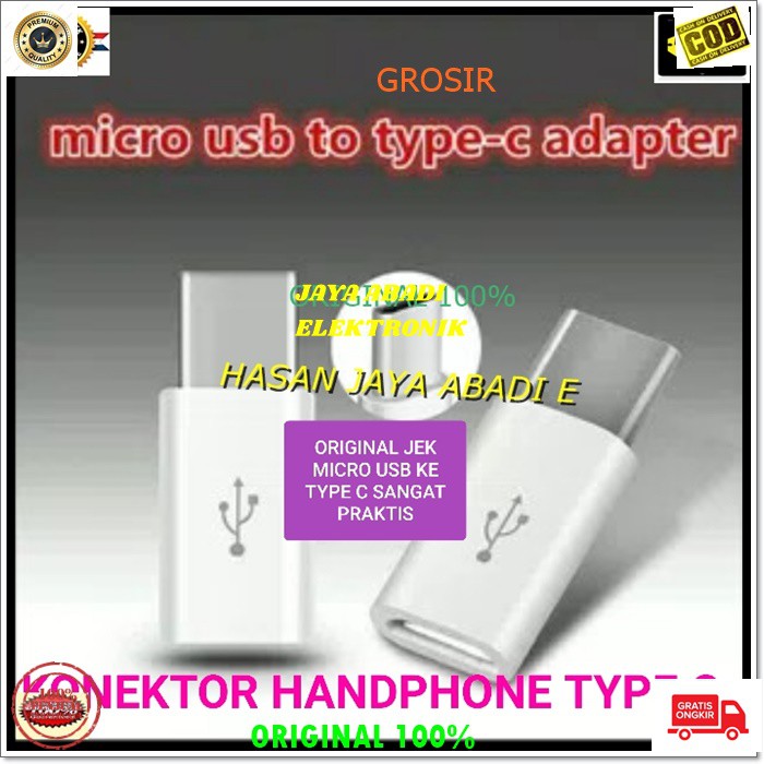 J71 ORIGINAL JACK MICRO USB KE TYPE C KONEKTOR JEK ADAPTER CAS CASAN EXTENSION SAMBUNGAN  connector charger micro usb ke type c tipe c jek jack konektor adapter converter cas casan andoit otg extension konverter hp handphone splitter universal sambungan c