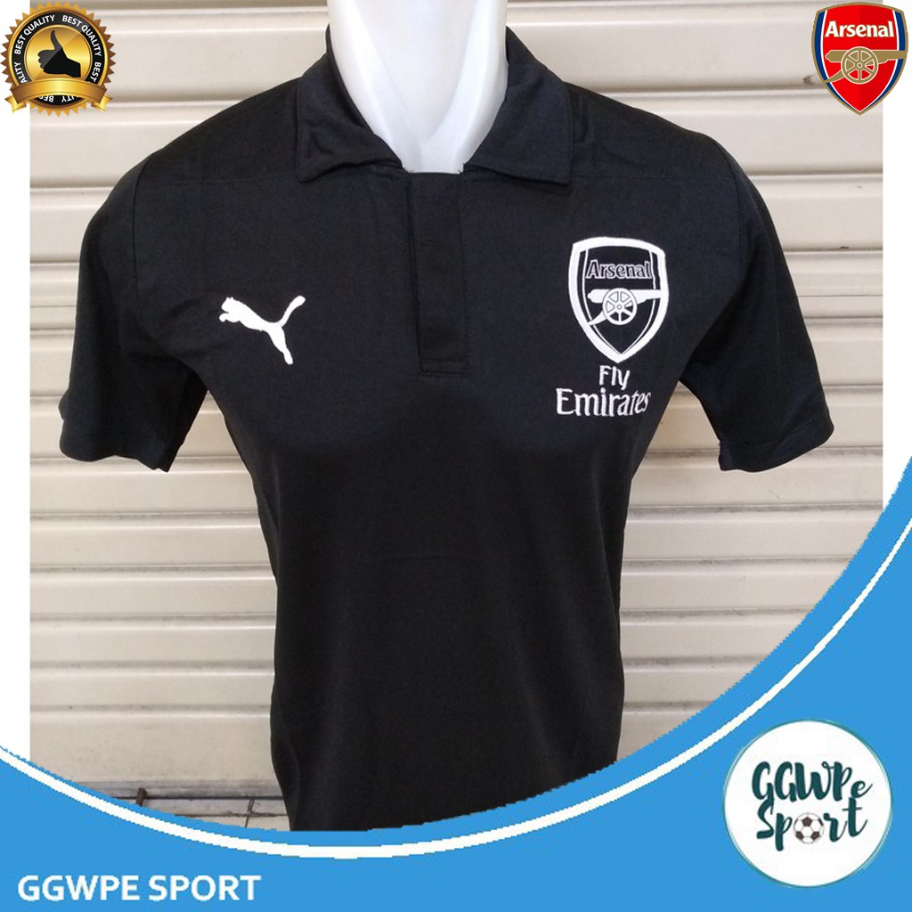 Kaos Polo Shirt Pria Arsenal Hitam Baju Kerah Bola Kualitas Terbaik Grade Ori