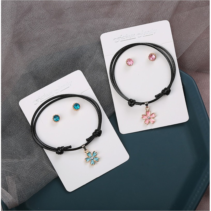 Gelang Tali Kulit Impor Bunga DAISY SAKURA Gaya Punk HipHop Korea Fashion ANTI AIR Pria Wanita