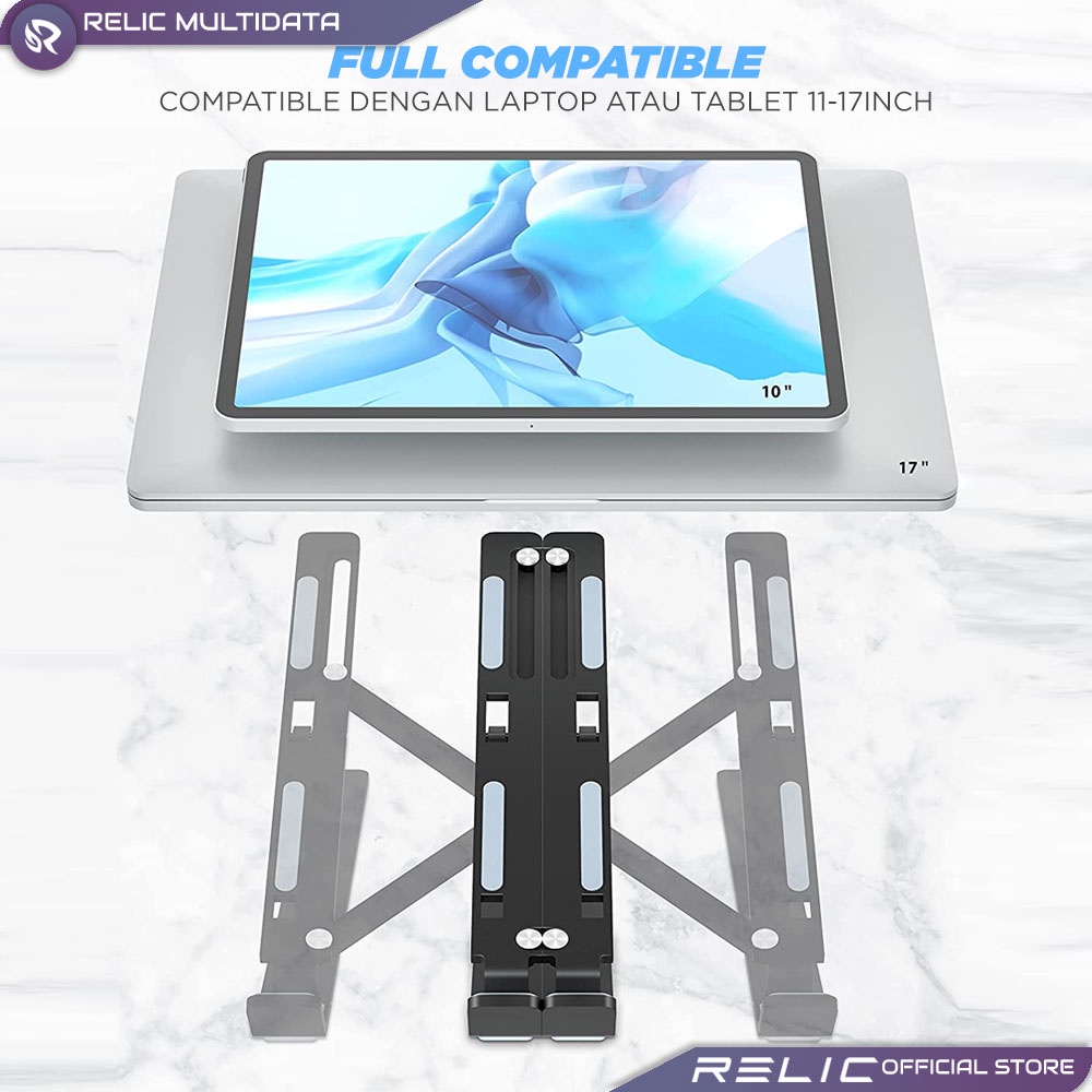 Relic Stand Laptop Aluminium Adjustable Tablet Holder Stand Penyangga Macbook Laptop Tablet Holder Termruah