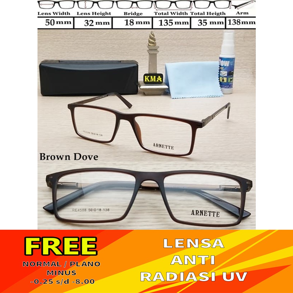 kacamata  frame ARNETTE gratis lensa anti uv radiasi frame kacamata unisex minus frame kotak