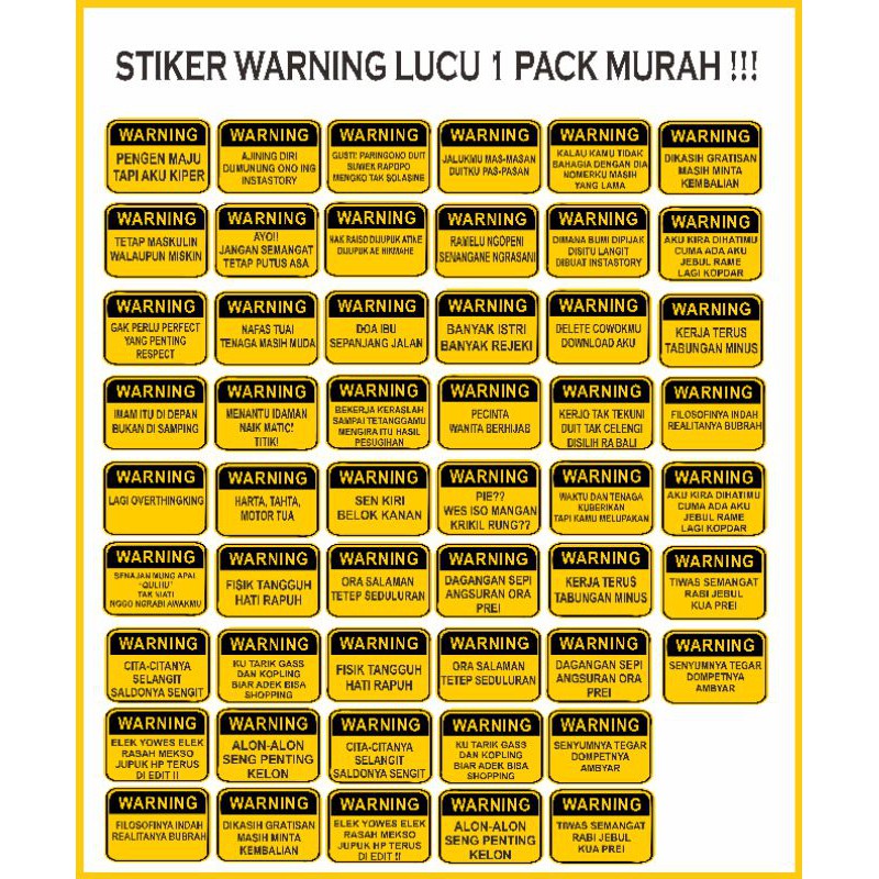 

Stiker Sticker Pack Motor Warning Lucu! Harga Murah Satu Pack Isi 13 Stiker
