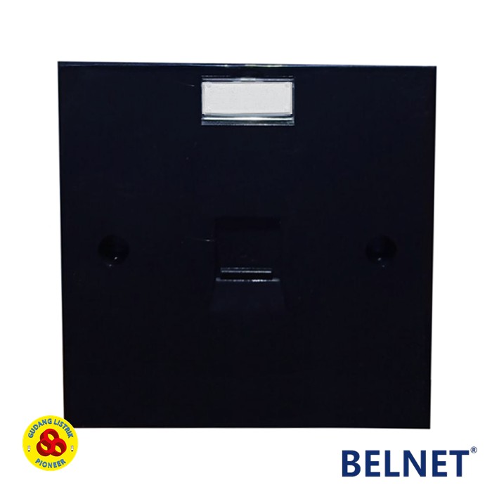 Belnet Faceplate 1 Port Black Frame Telp Data 1 Lubang dengan Shutter