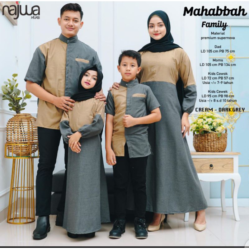 Family set gamis casual couple family set ayah ibu anak laki anak perempuan Mahabbah Family Ornajwa