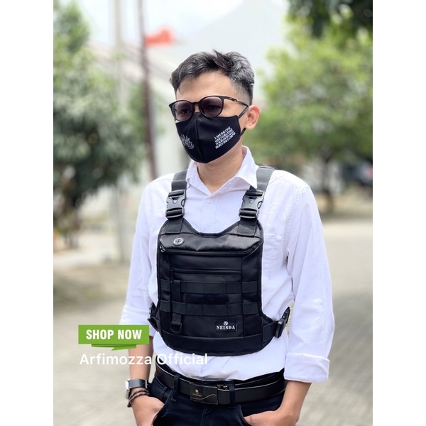 TAS DADA ROMPI PRIA TERBARU CHEST RIG BAG BACKPACK ORIGINAL NEISDA BLACK V1