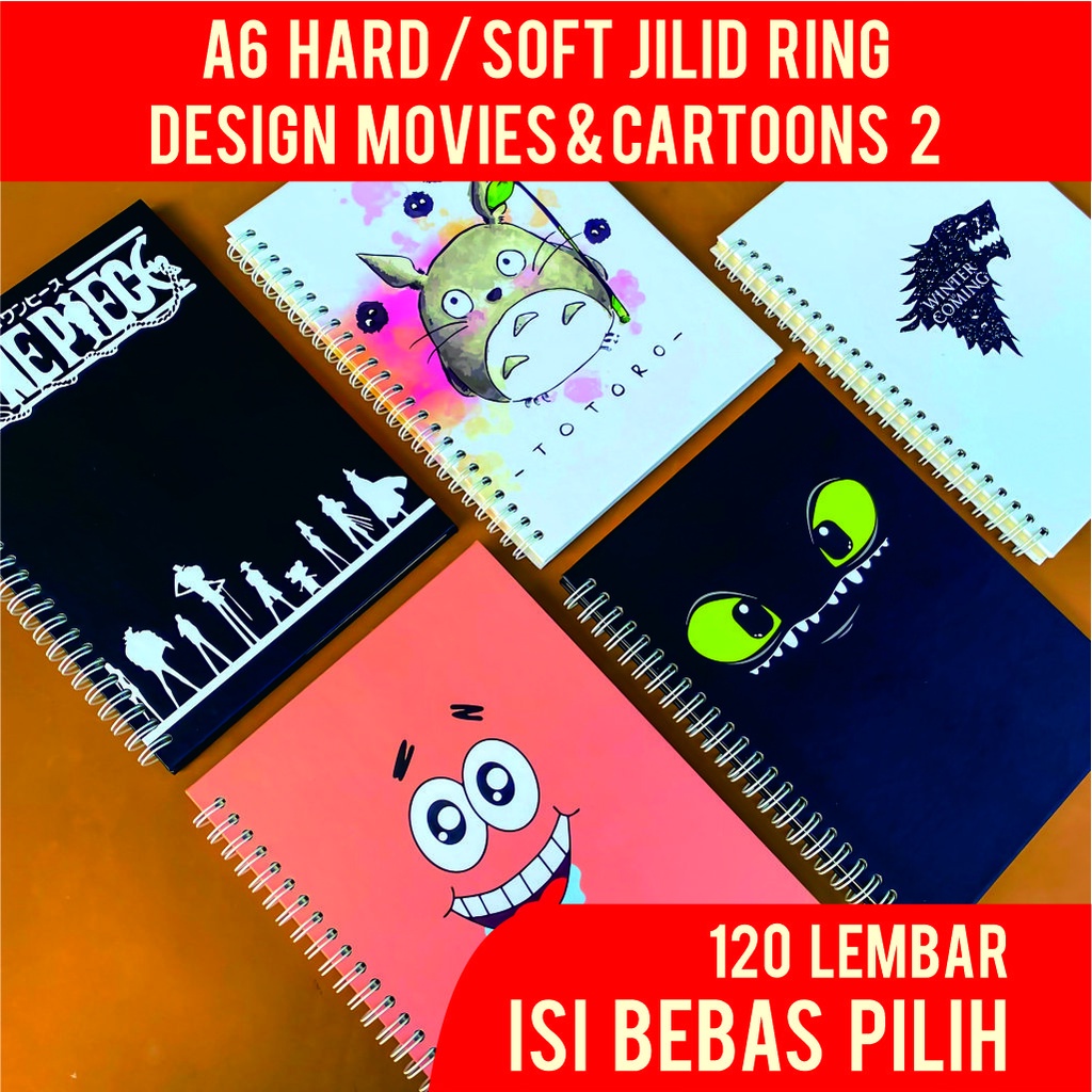 

Notes Jilid Ring Spiral Isi Bebas Pilih A6 120 Lembar Hardcover Softcover | Buku Jurnal Agenda Desain Movies and Cartoons 2