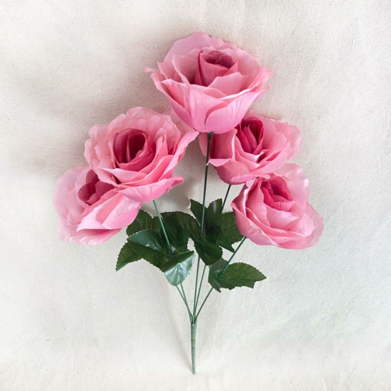 Bunga Artificial Mawar Rose Italy X5 Bunga Artificial / Bunga Plastik / Bunga Dekorasi / Pernikahan-Burgundy