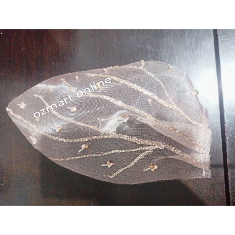 Hiasan aplikasi gaun dress pesta 1 daun rosegold