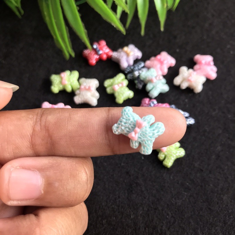 Resin Bear Boneka Beruang 12x10mm 10pcs Bahan Craft Jepit Rambut DIY decocase Tasbih Digital Blink