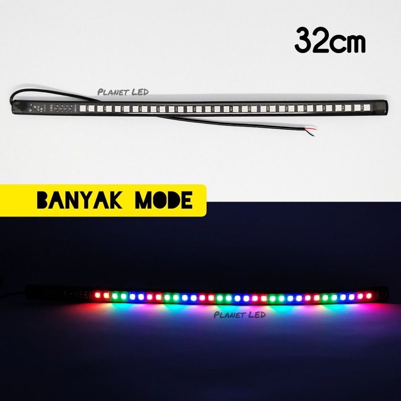 LAMPU LED STRIP FLEKSIBEL DRL VARIASI RUNNING WELCOME 32CM BANYAK MODE 32 CM