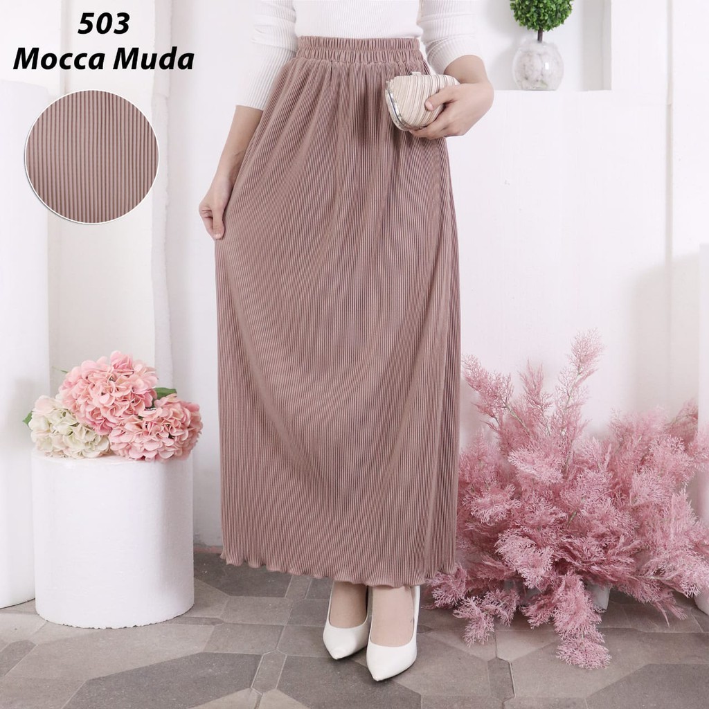 ROK PLISKET MURAH 503 LUVALINE ROK PLISKET PANJANG PLEATED SKIRT FLARE SKIRT MAYUNG FLOWY REMPEL