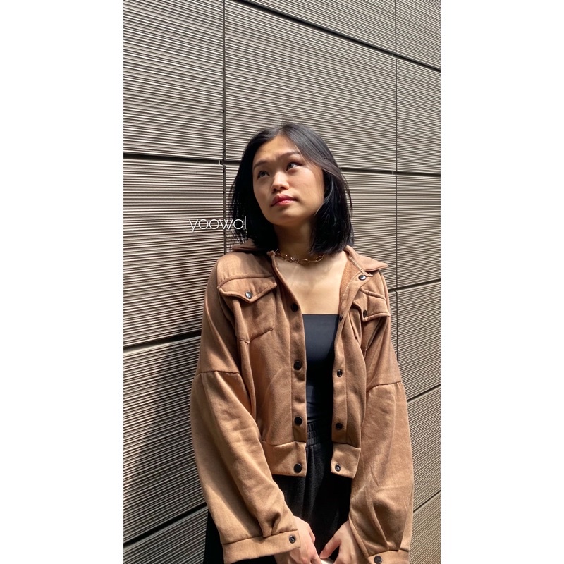 Nicole Jaket / Jaket Wanita/ Jaket Oversize/ Jaket Premium Fleece-Caramel