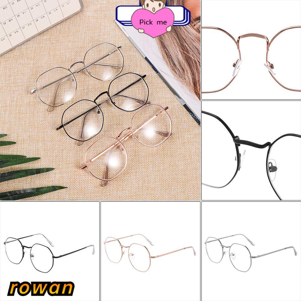 ROW New Fashion Myopia Glasses Flexible Portable Vision Care Eyeglasses Ultra Light Resin Women Men Metal Polygon -1.00~-4.0 Diopter Reading Glasses/Multicolor