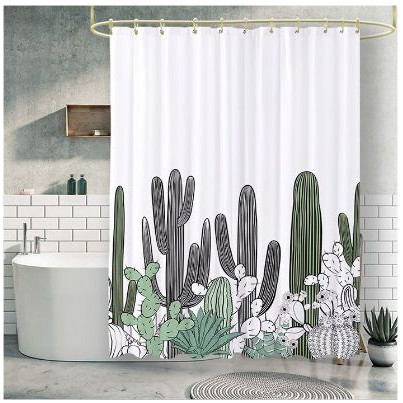 tirai Kamar mandi dengan motif kaktus
