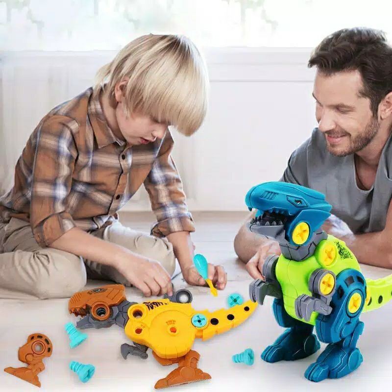 Mainan Bongkar Pasang Dinosaurus DIY Bongkar Pasang Dino Obeng