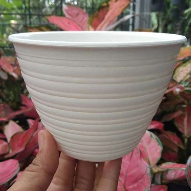 GROSIR POT Bunga Budi Jaya Plastik 12 Putih/Pot Tanaman