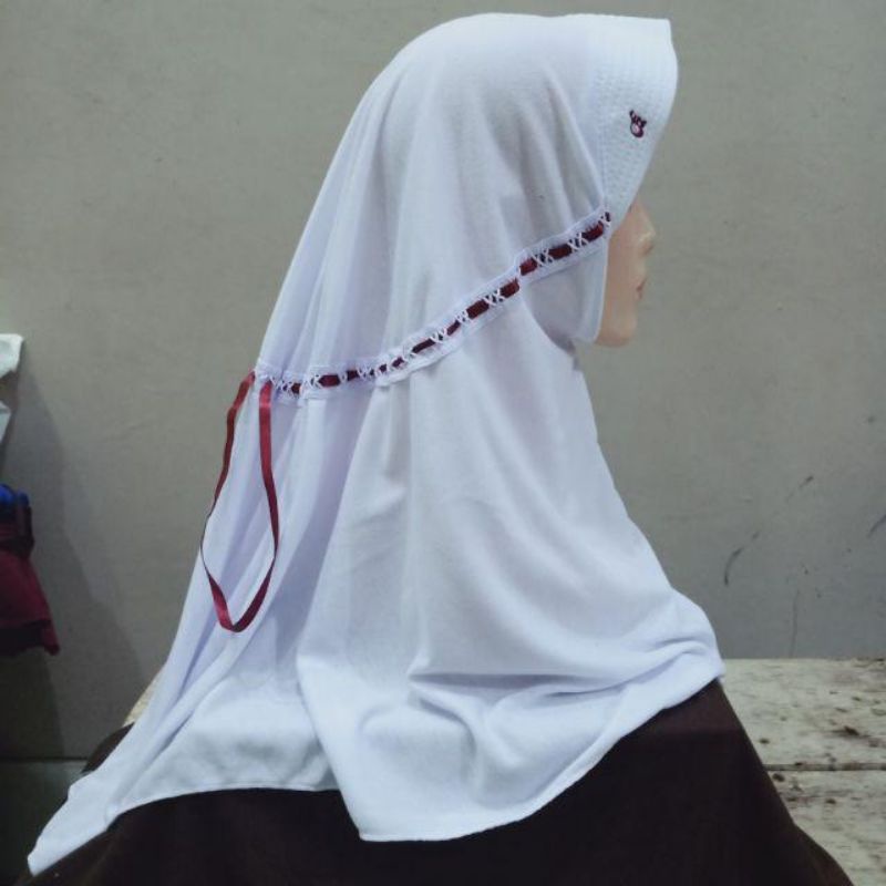 HIJAB SEKOLAH SD,SMP,SMA / ilbab sekolah serut / Rabbani anakJilbab sekolah SD standar (M) // serut pita-5