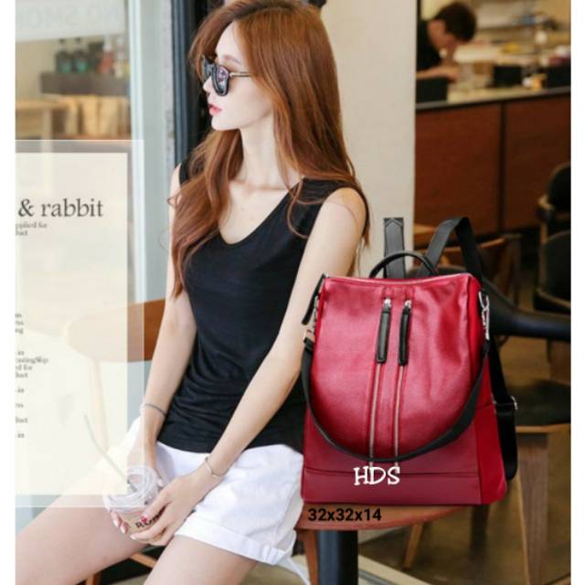 Fashion ransel 3G / tas ransel 2res saku kotak