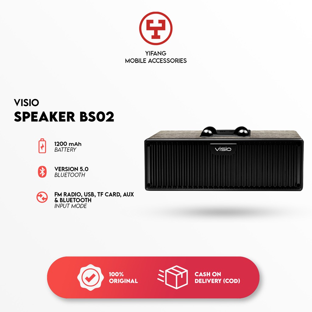 Visio Speaker Bluetooth Portabel Multimedia Speaker Stereo Radio Pengatur SuarGaransi Resmi 10W BS02