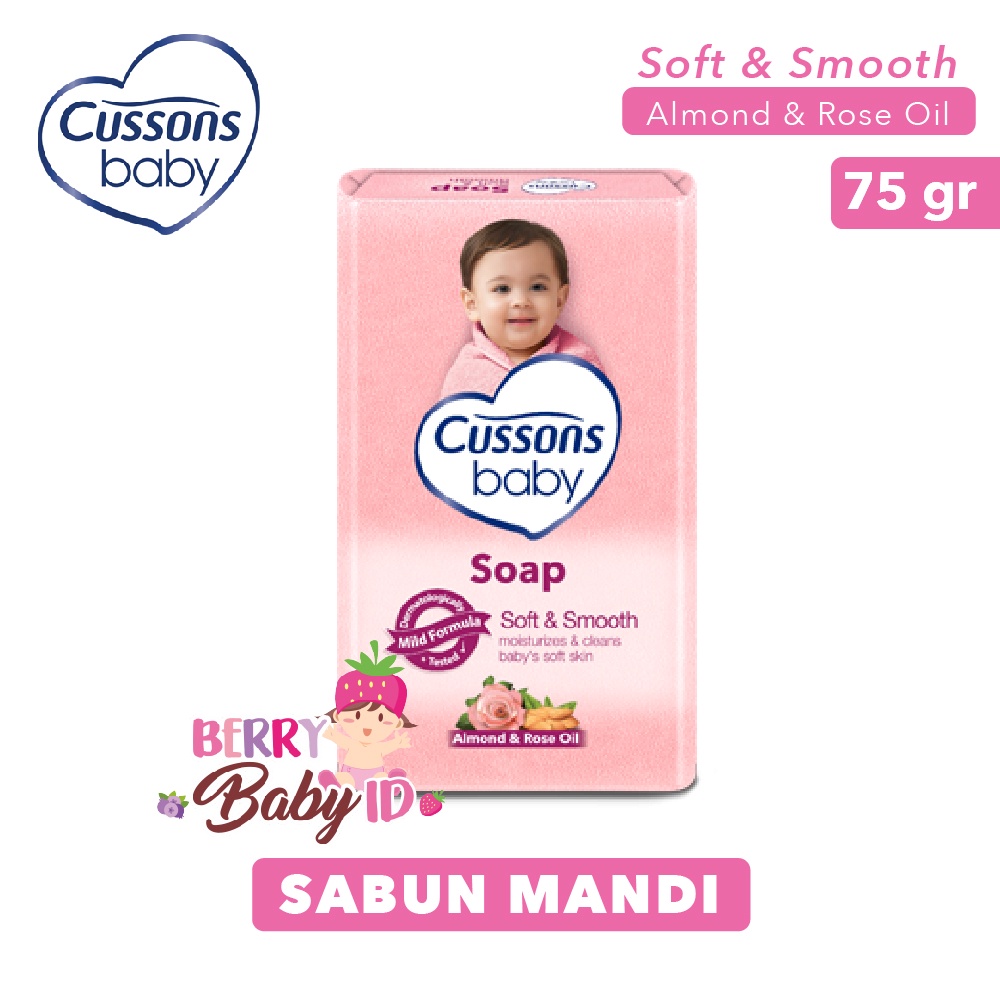 Cussons Baby Soap Pink Soft And Smooth Blue Mild and Gentle Sabun Batang Bayi 75 Gram Berry Mart