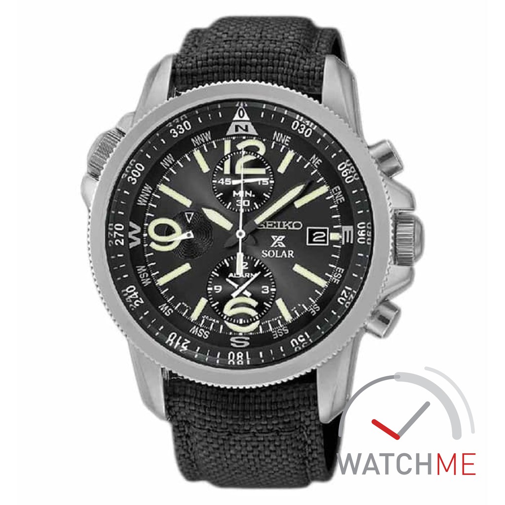 Seiko Prospex SSC293P2 Solar Military Chronograph Black Dial 100m Black Nylon Strap Ori Bergaransi