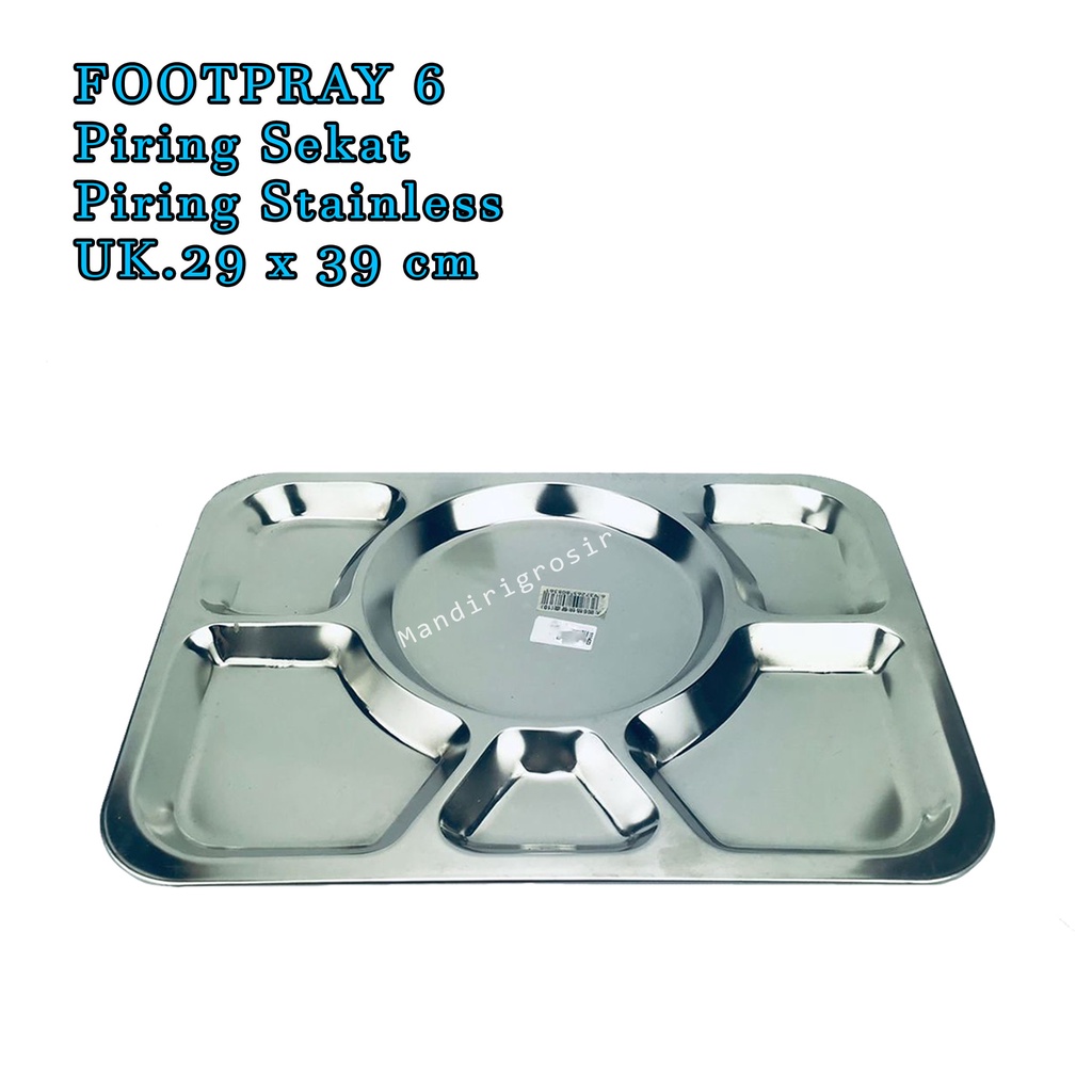 FOOTPRAY 6 * Piring Sekat * Piring Stainless * UK.29 x 39 cm