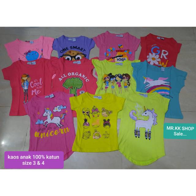 Kaos anak stabilo murah size 3 dan 4 stok terbatassss