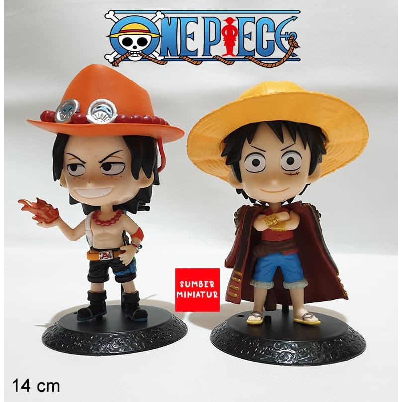 pajangan hiasan kue ACTION FIGURE One Piece Ace - Luffy Tinggi 14cm