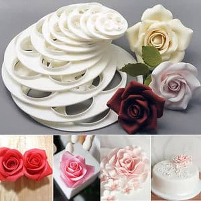 Set cutter fondant rose cetakan fondant bunga mawar