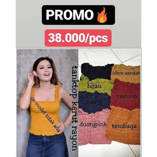 Tantop kerut rayon/kemben kerut tali