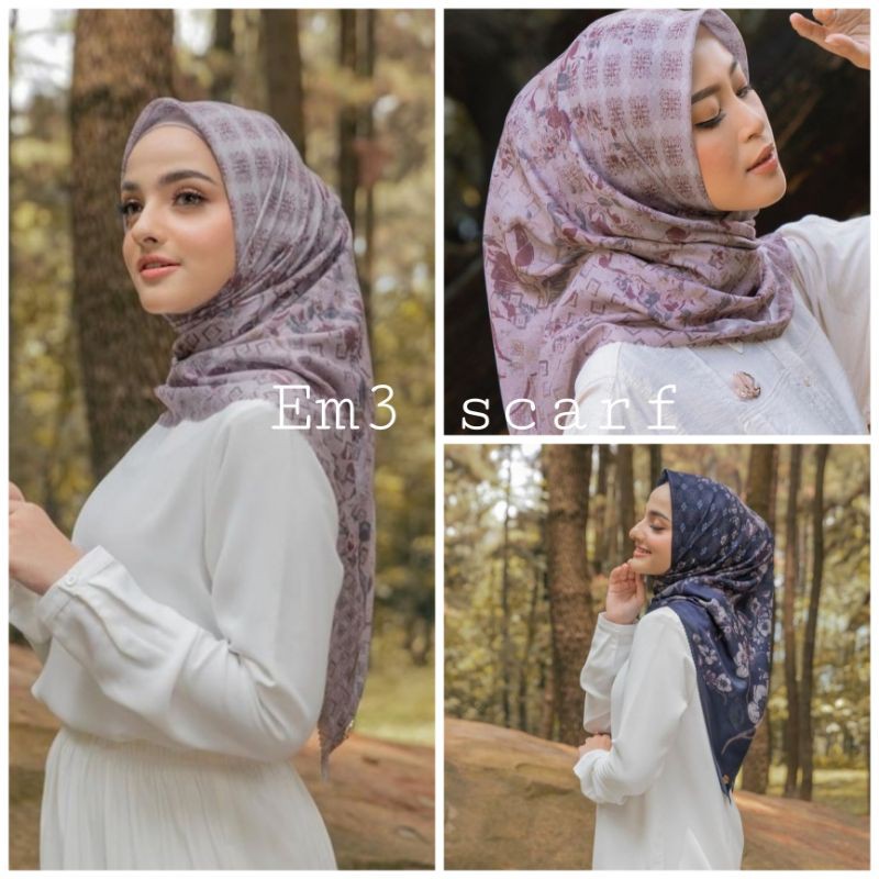 Em3 Scarf, GROSIR TERMURAH HIJAB SEGIEMPAT VOAL MOTIF LASERCUT HEAVEN LIGHTS
