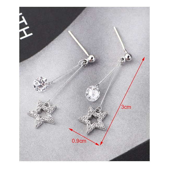 LRC Anting Tusuk Fashion Silver Plated Gold Stars S925 Silver Needle Stud Earrings Y62286