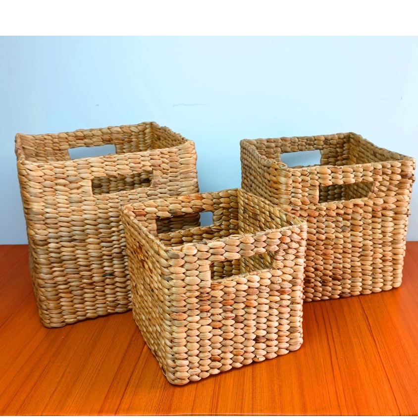 waterhyacinth square storage basket / keranjang anyaman enceng gondok /  / Tempat Penyimpanan / box