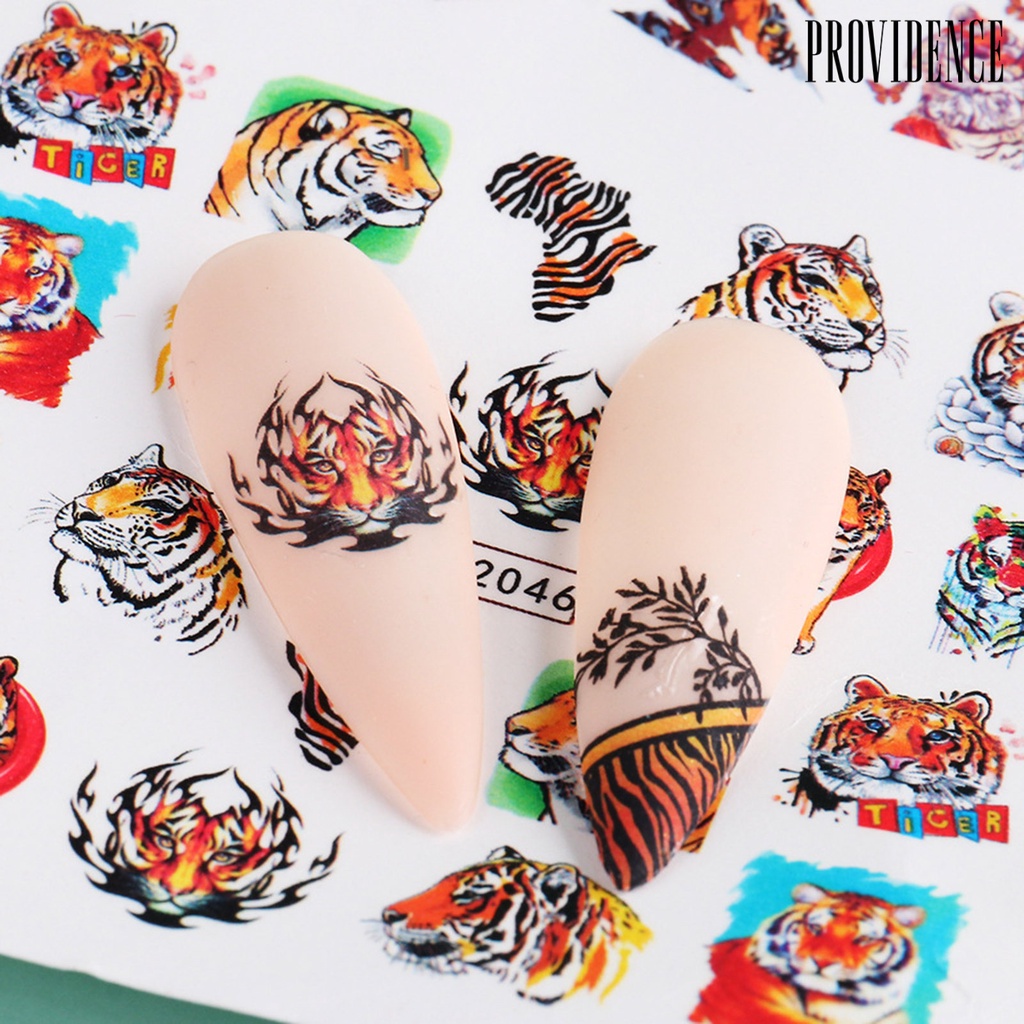 Providence Stiker Kuku Motif Macan Bahan Kertas Ringan Untuk Manicure Tahun Baru 2022