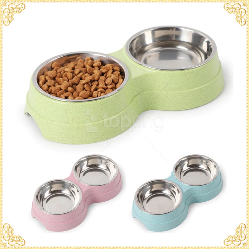 GS8 Box Tempat Makan Hewan Peliharaan Kucing Anjing Feeding Dishes Double Bowl KOVELY CFB33 Blu