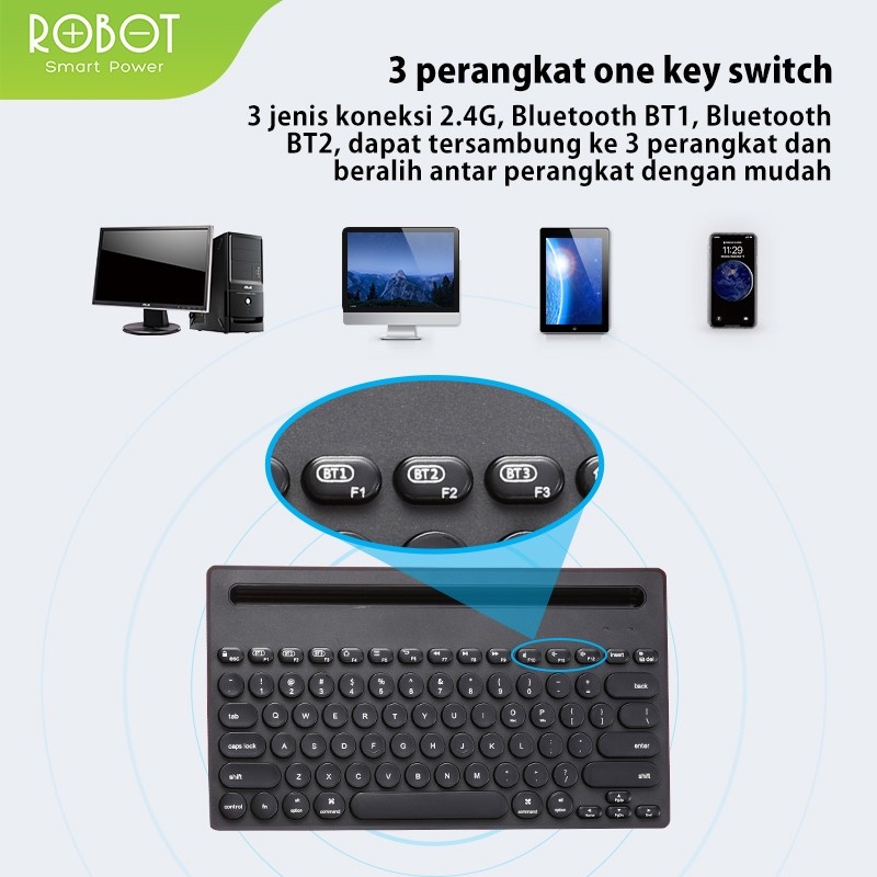 Keyboard ROBOT KB10 Multi-Device Bluetooth &amp;2.4G Wireless 3 Connection