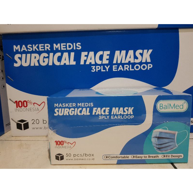 MASKER  MEDIS / SURGICAL 3PLY EARLOOP BALMED WARNA HIJAU
