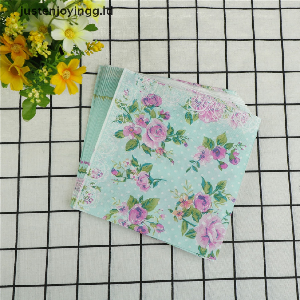 // justenjoyingg.id // design color printing paper napkins rose festive party tissue floral decoration 20pcs ~