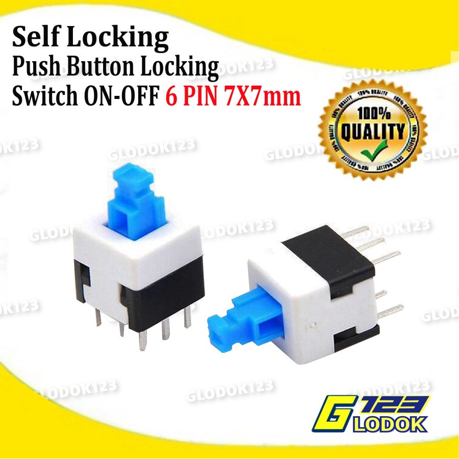 Switch Push Button On Off Self Lock Saklar Tekan 6 Pin Kaki 7 x 7 Mm