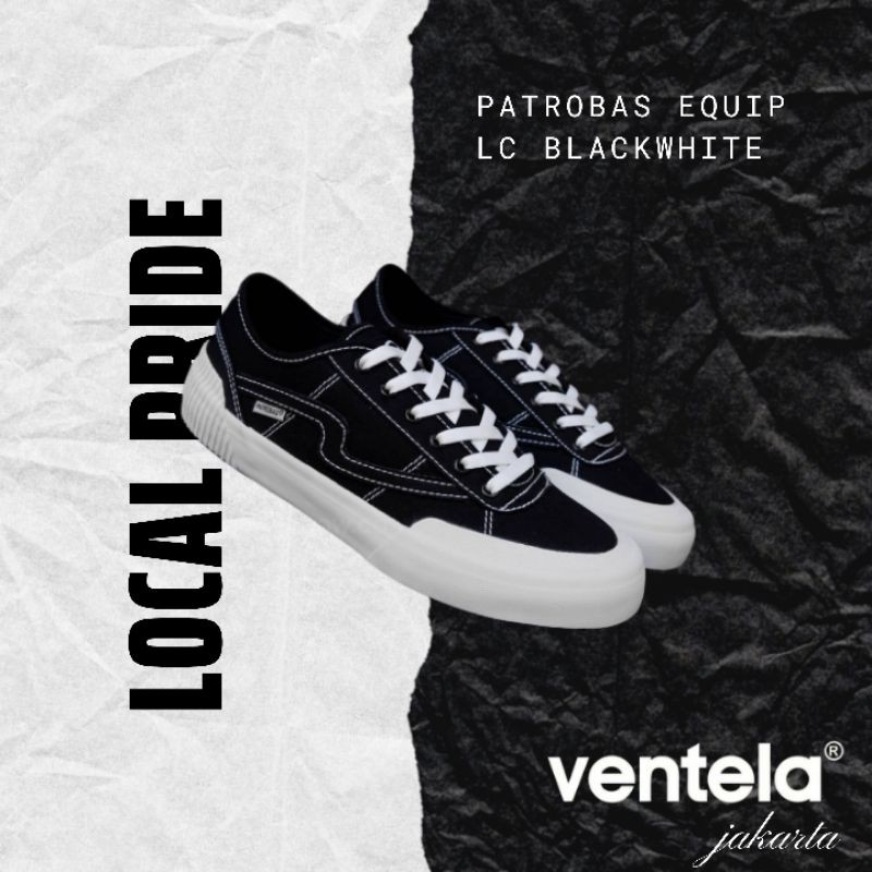 SEPATU PATROBAS EQUIP LOW BLACK WHITE SEPATU SEKOLAH SEPATU LOKAL SEPATU HITS SEPATU CANVAS CEWEK