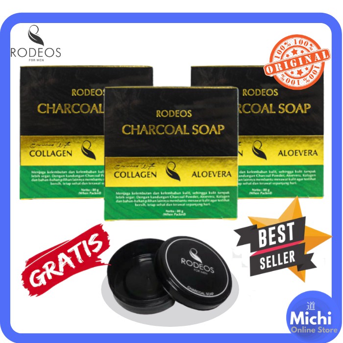 SABUN RODEOS MEN BAMBOO CHARCOAL SOAP WAJAH MUKA PRIA RODEOSMEN ORIGINAL - Collagen & Aloevera