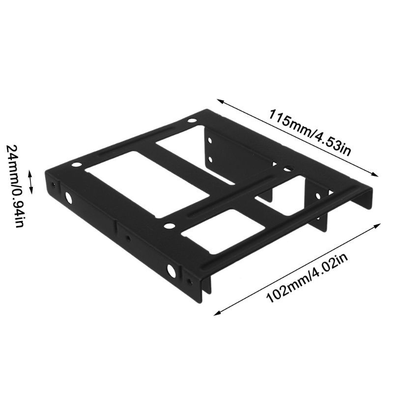 Rox Black Metal Dual 2 5 To 3 5 Hard Drive Bay Mounting Bracket 2x2 5 To 3 5 Hdd Ssd Mounting Bracket Caddy With Screws Shopee Indonesia