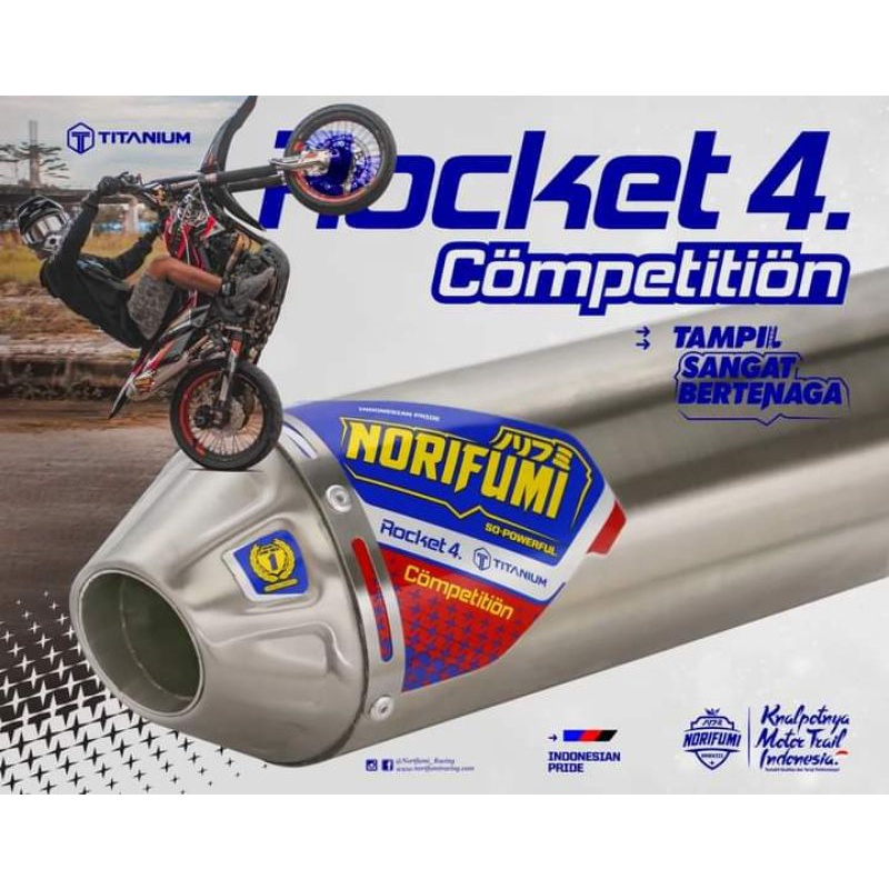 Knalpot NORIFUMI Crf Klx Wr155 Dtracker Rocket 4 Competition Stainles Kenalpot Norifumi Klx Crf Wr15