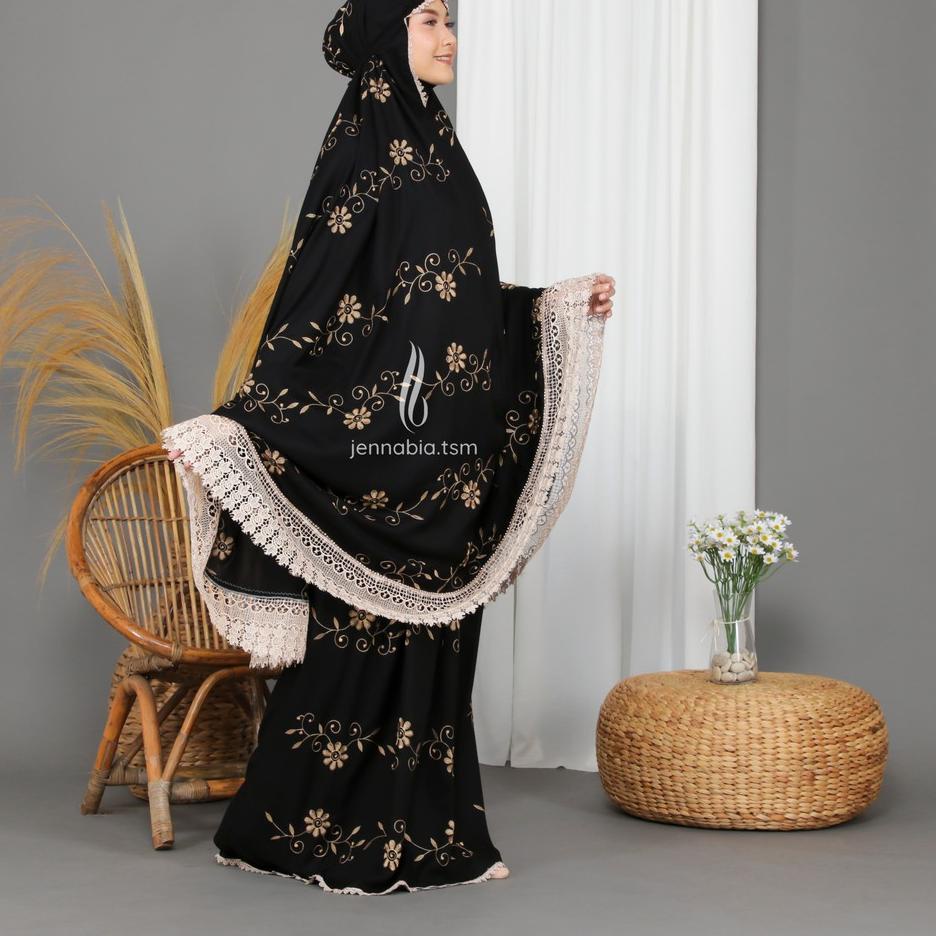 PROMO BESAR KODE-713 Jennabia.tsm - Mukena Dewasa Premium Bordir Mewah | Motif Bunga Teratai | Swaro