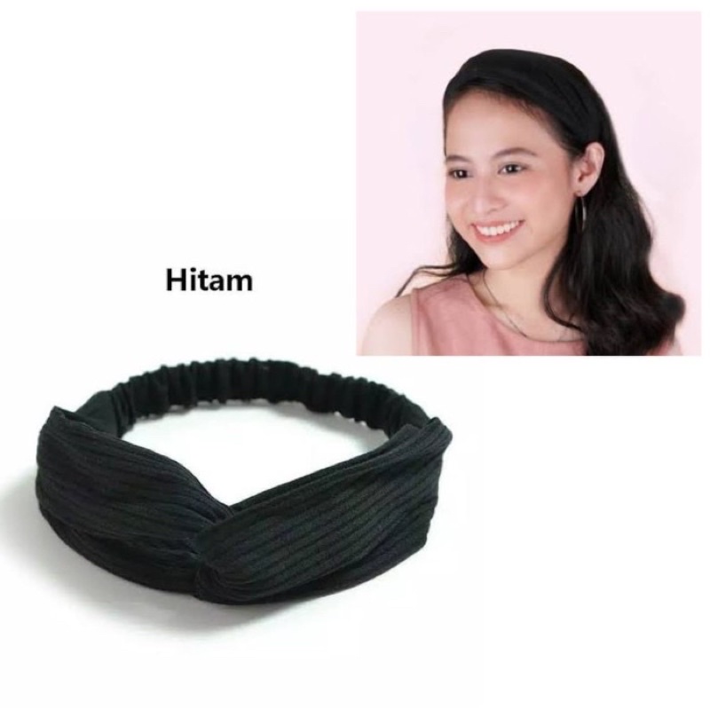 bandana polos hitam simpul bano bando polos simpul silang hardini hitam high quality korea style