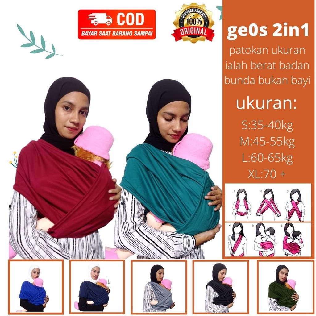 gendongan bayi instan 2in1 aisan bayi geos gendongan nagita slavina